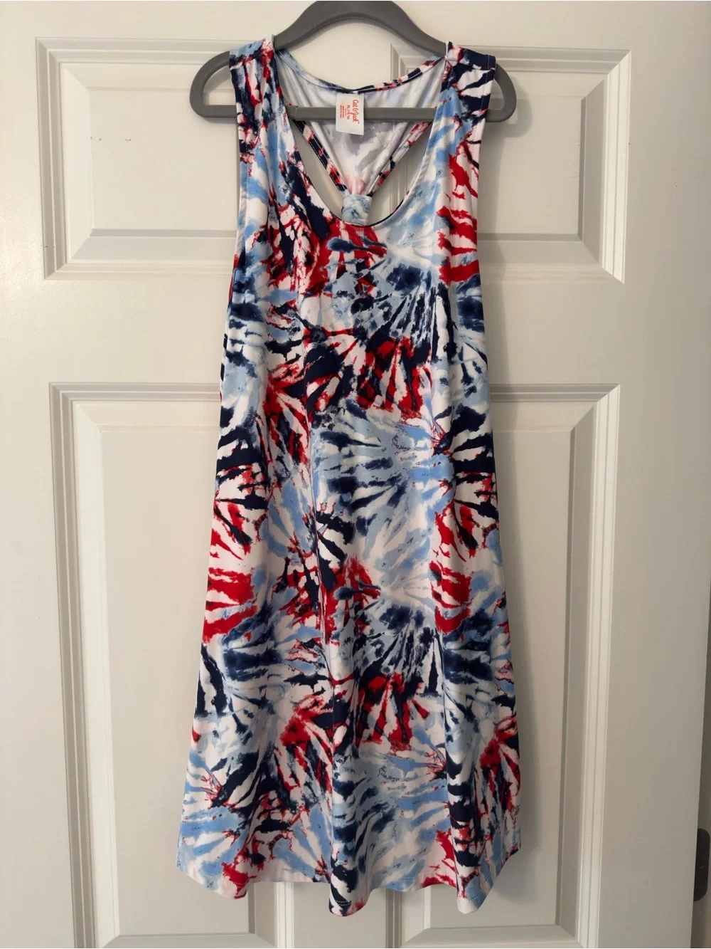 Cat & Jack Red, Navy & Light Blue Tie-Dye Swim Coverup Dress